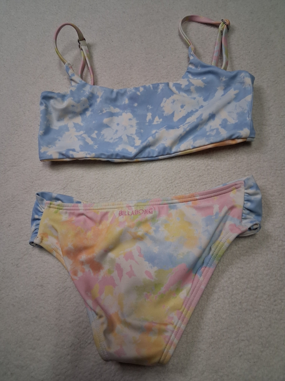 Billabong Reversable Top Girls' Pastel Tie-Dye Bikini Set - Blue & Multicolor